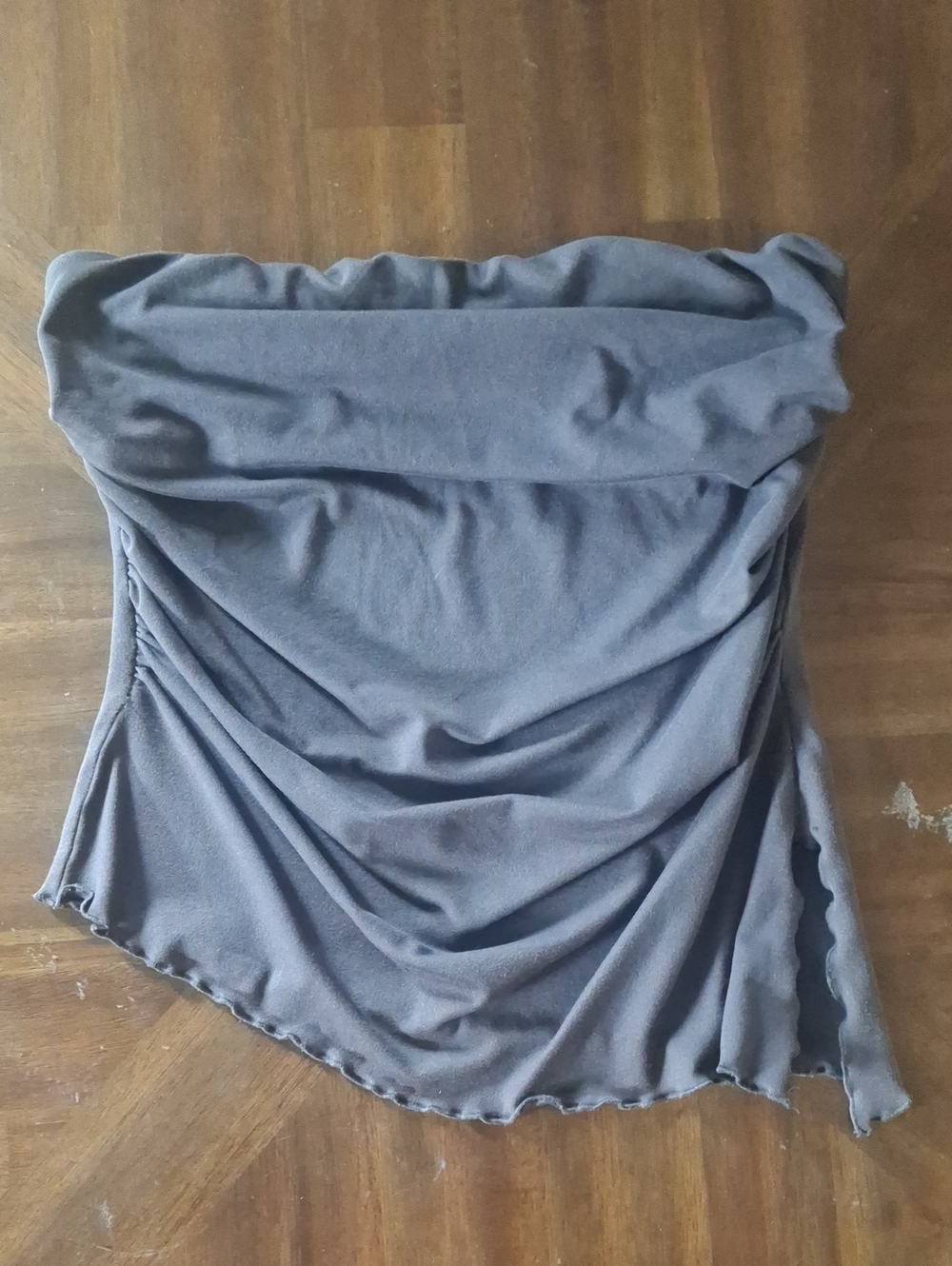 Shein Strapless Ruched Tube Top in Charcoal Gray